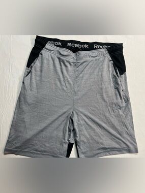 Reebok Men’s Gray Athletic Shorts Size XL Black Waistband Training Gym